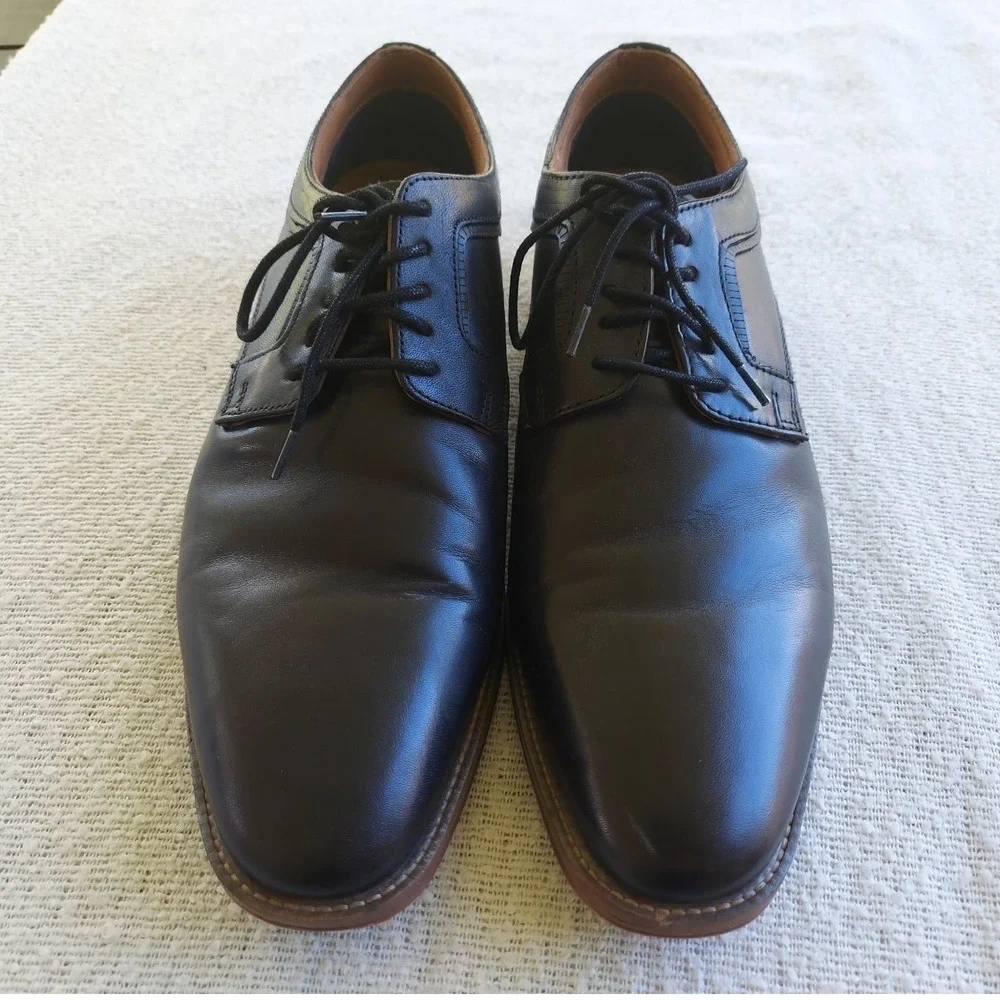 Franco Fortini Dress Shoes Mens 10 Black Leather Oxford Derby Lace Up Formal